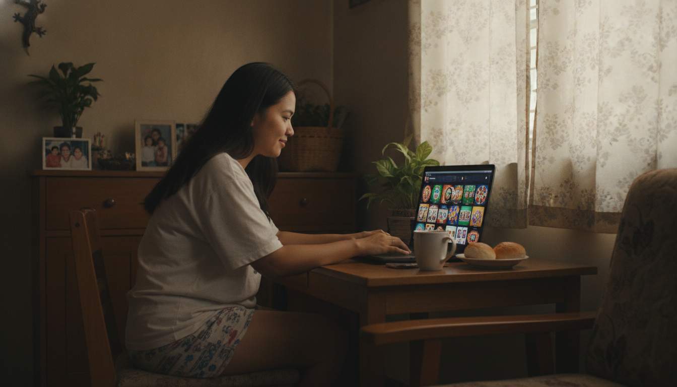 Filipina discovering online casino games Filipina browsing various online casino game categories